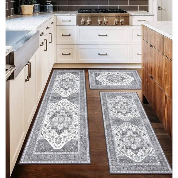 NWOT Hebe Boho 2 Piece Non-Slip Washable Soft Kitchen/Bathroom Rug and Runner - Picture 4 of 8